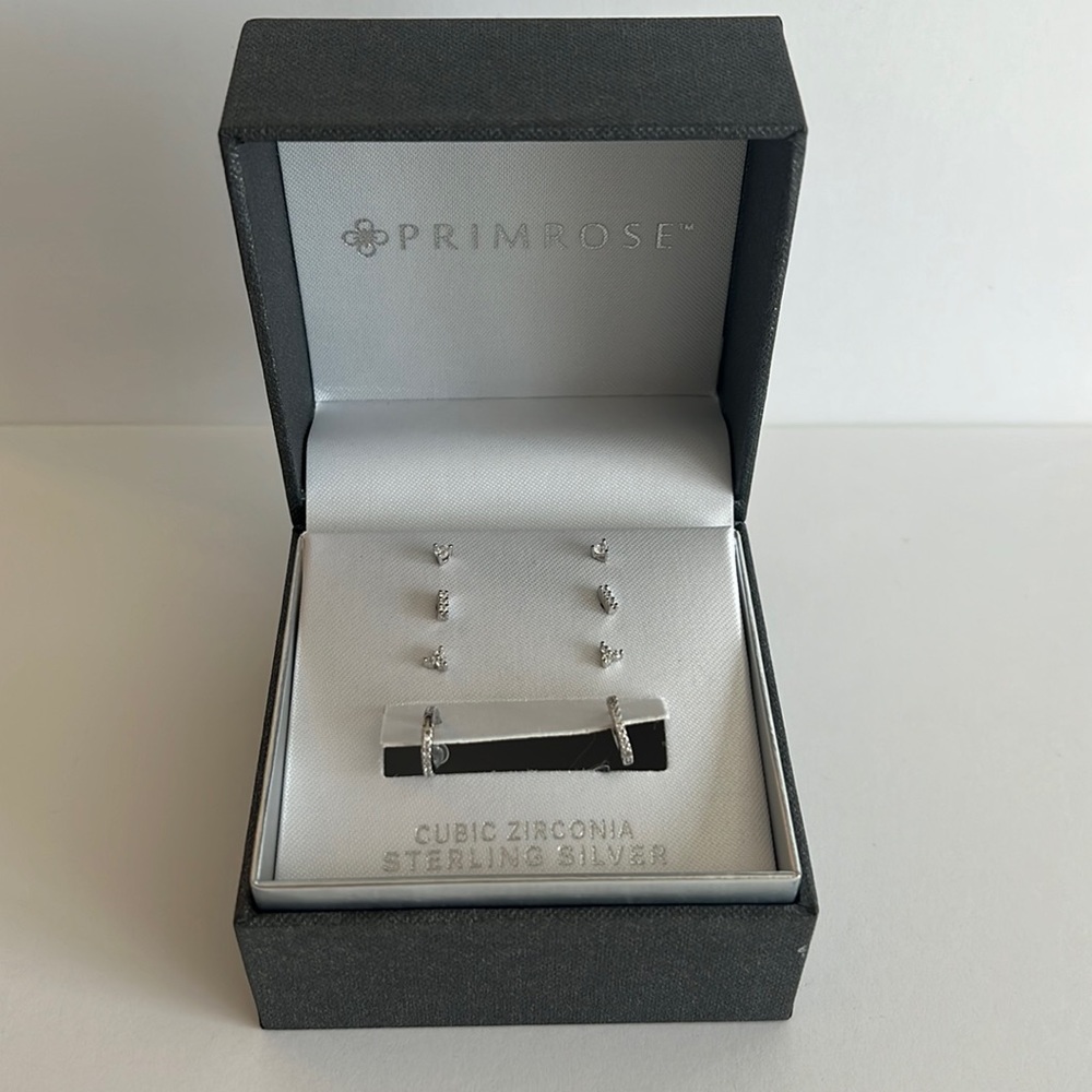 NEW Primrose Cubic Zirconia Earnings in Sterling Silver